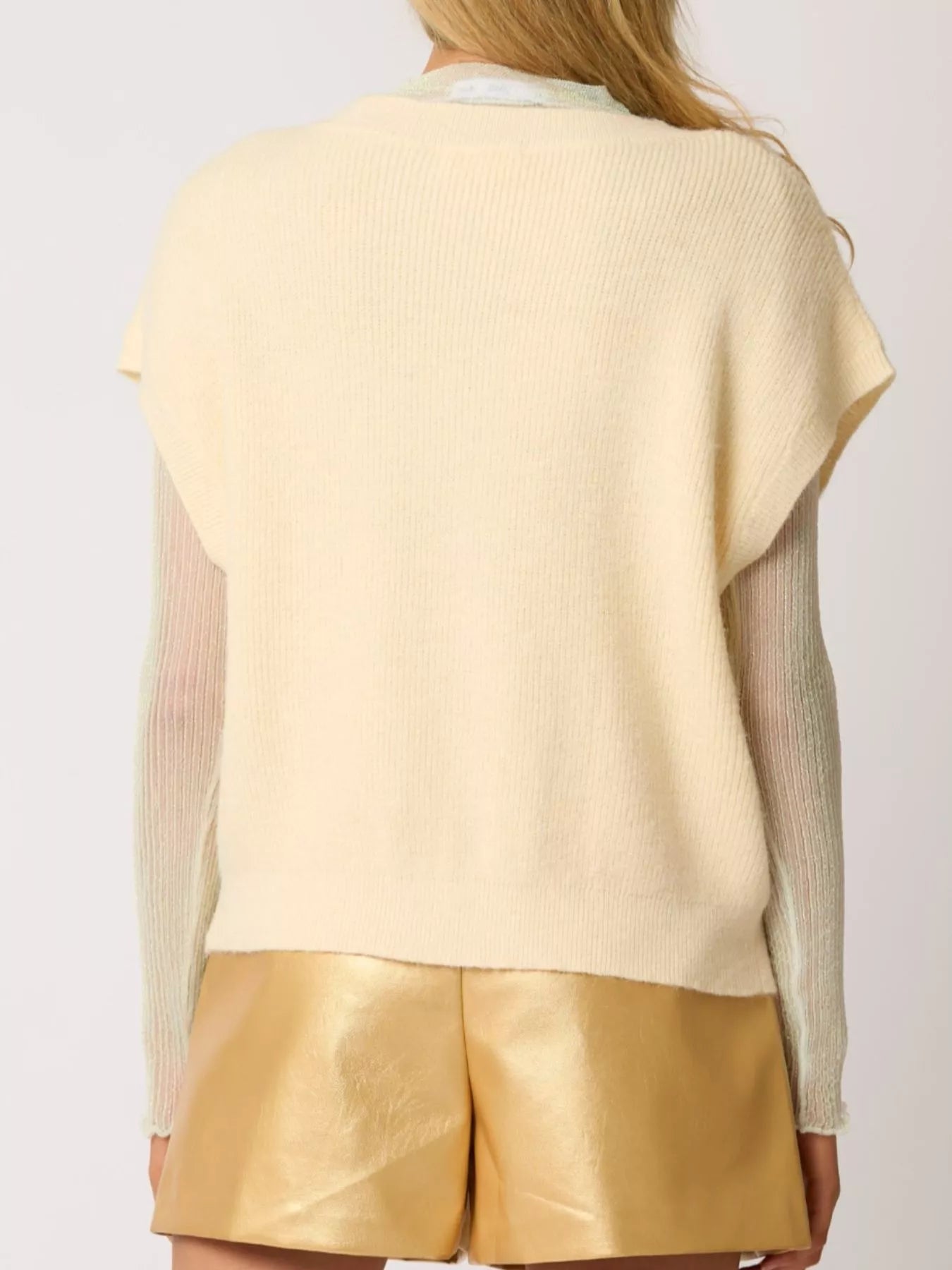 Christmas Sequin Round Neck Sweater Vest OutfitFlow