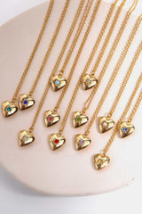 Zircon Heart Shape 14K Gold-Plated Pendant Necklace OutfitFlow