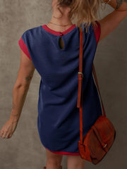 Round Neck Cap Sleeve Mini Dress OutfitFlow