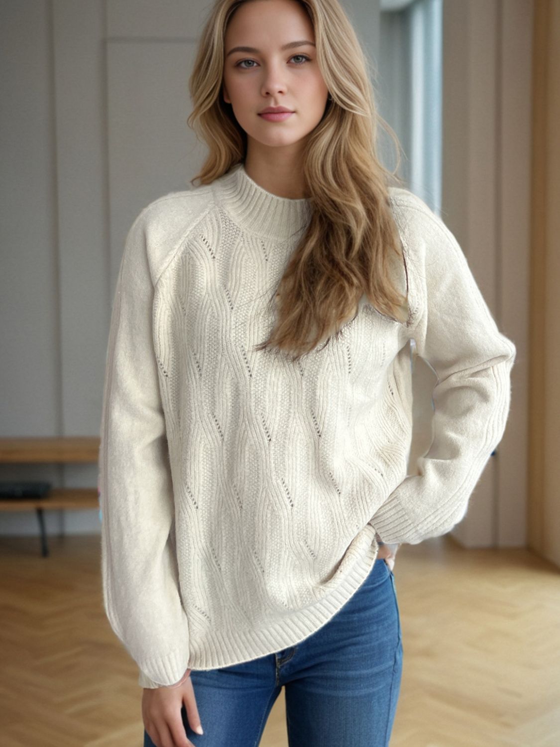 Outfit Flow - Mock Neck Long Sleeve Sweater