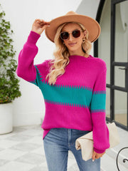 Contrast Round Neck Sweater OutfitFlow