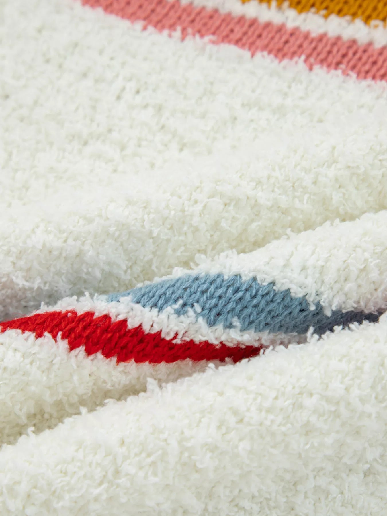 Multicolored Striped Accent Hooded Popcorn Sweater OutfitFlow