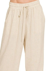 Zenana Linen Drawstring Pants OutfitFlow