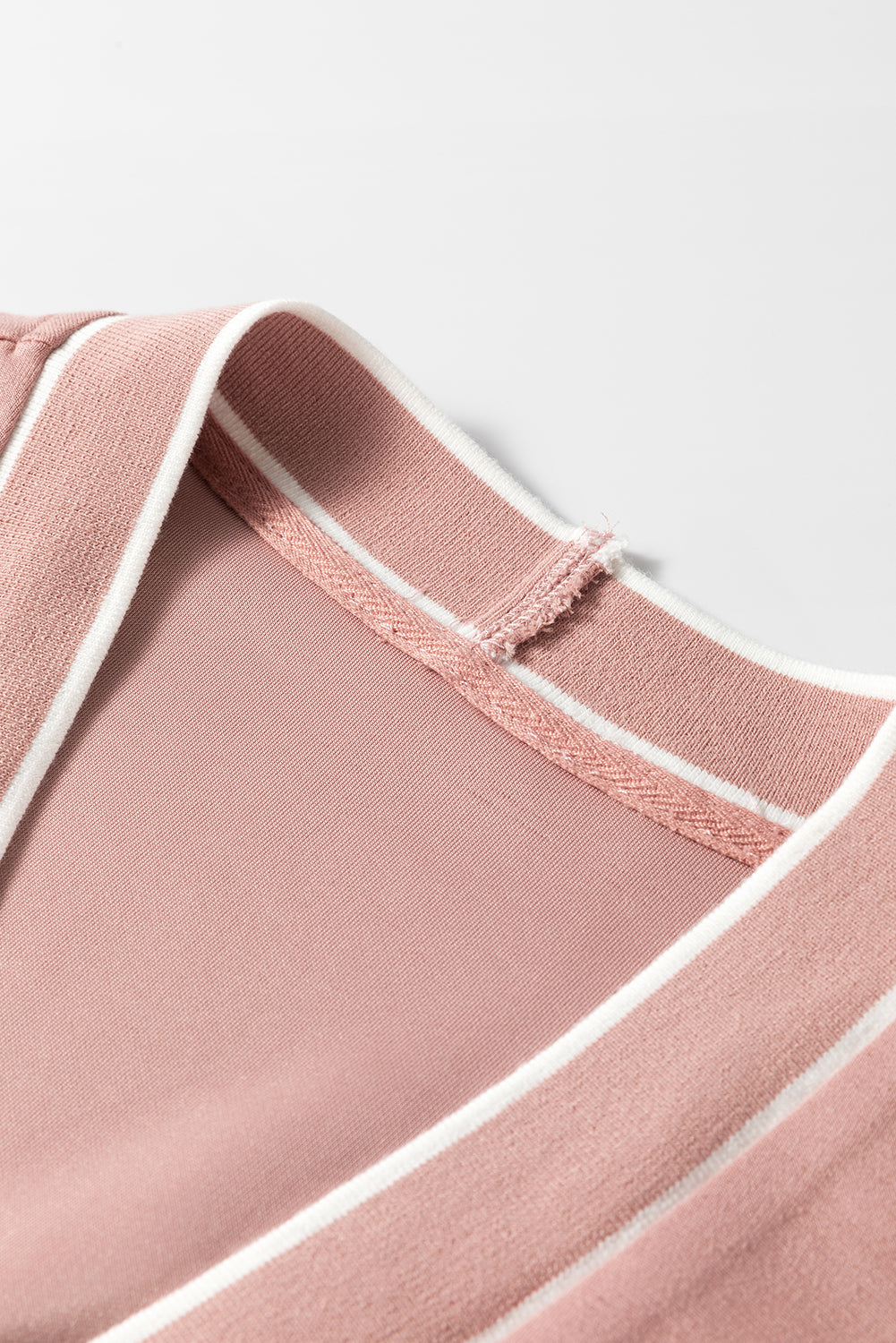 Contrast Trim V Neck Button Up Cardigan OutfitFlow
