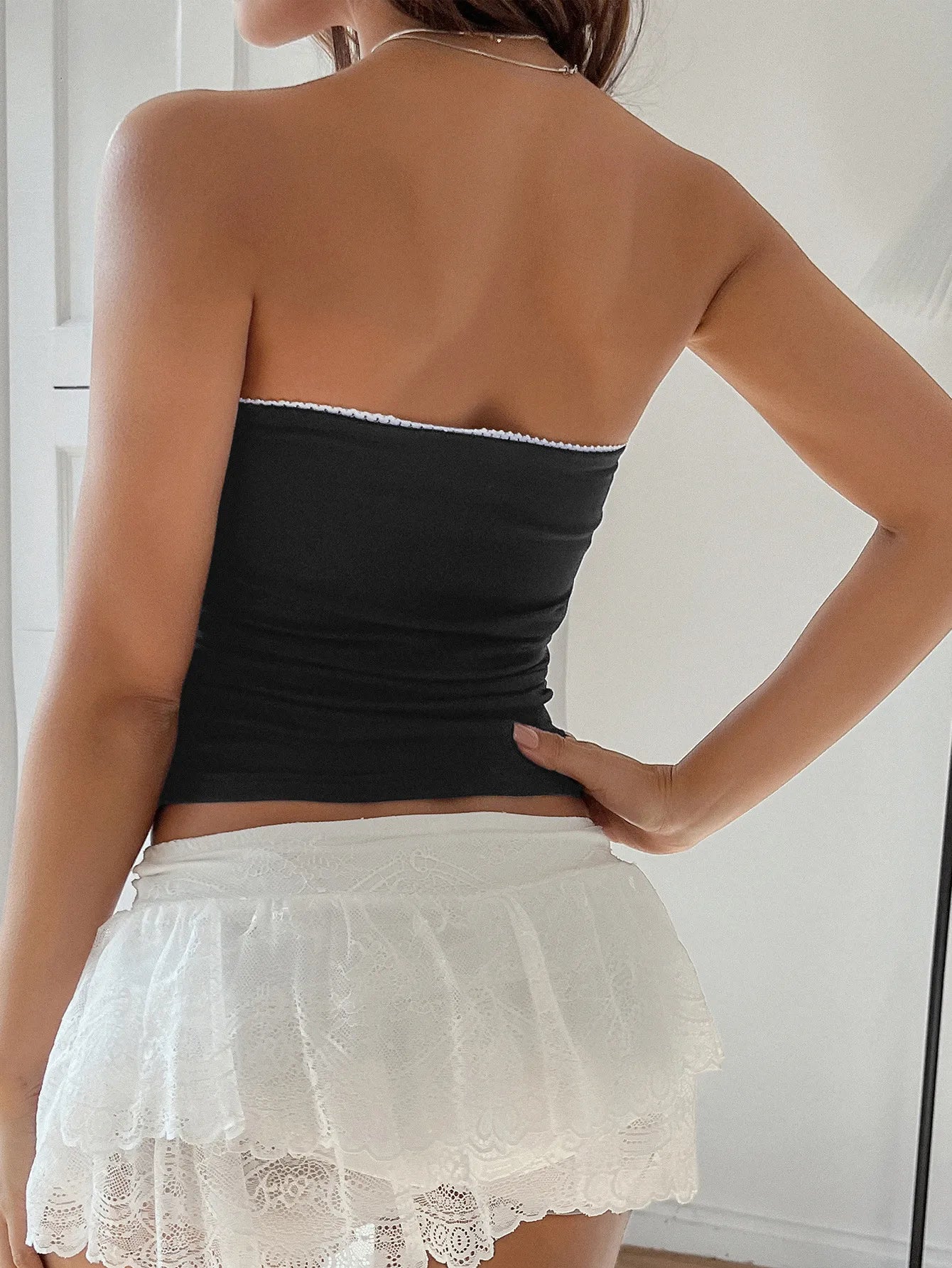 Bow Detail Tube Top OutfitFlow
