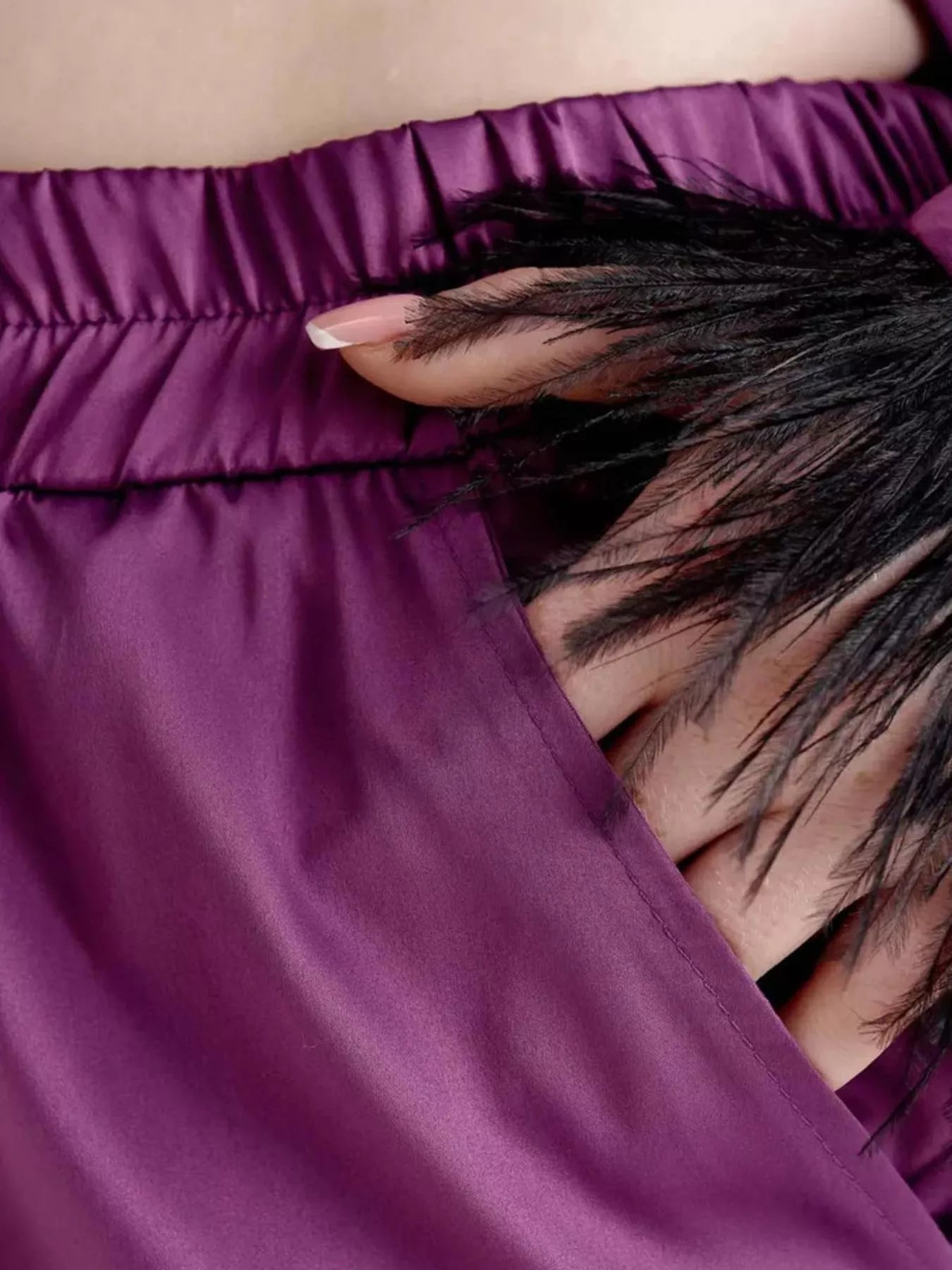 Silky Button Up Top and Pants Lounge Set OutfitFlow