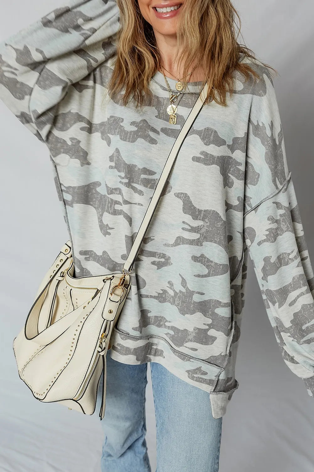 Camouflage Long Sleeve Sweatshirt OutfitFlow