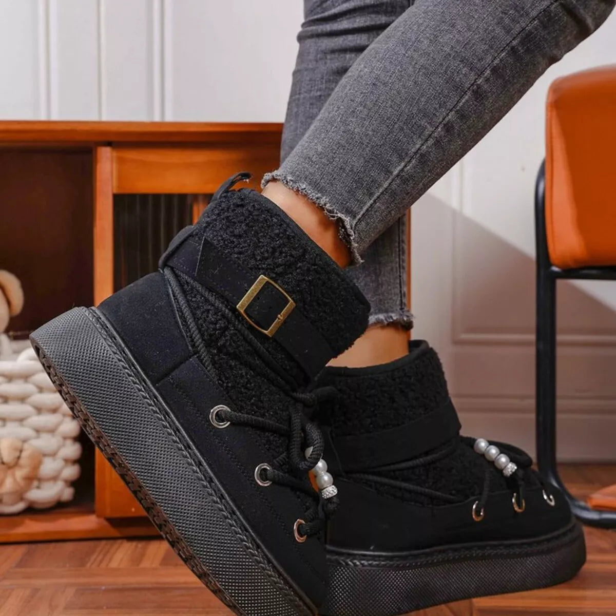 Lace Up Platform Boots Trendsi