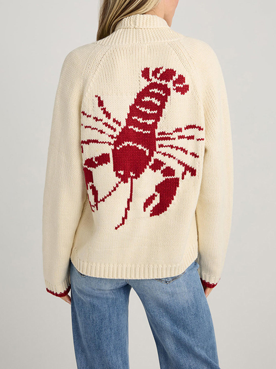 Lobster Button Up Long Sleeve Cardigan