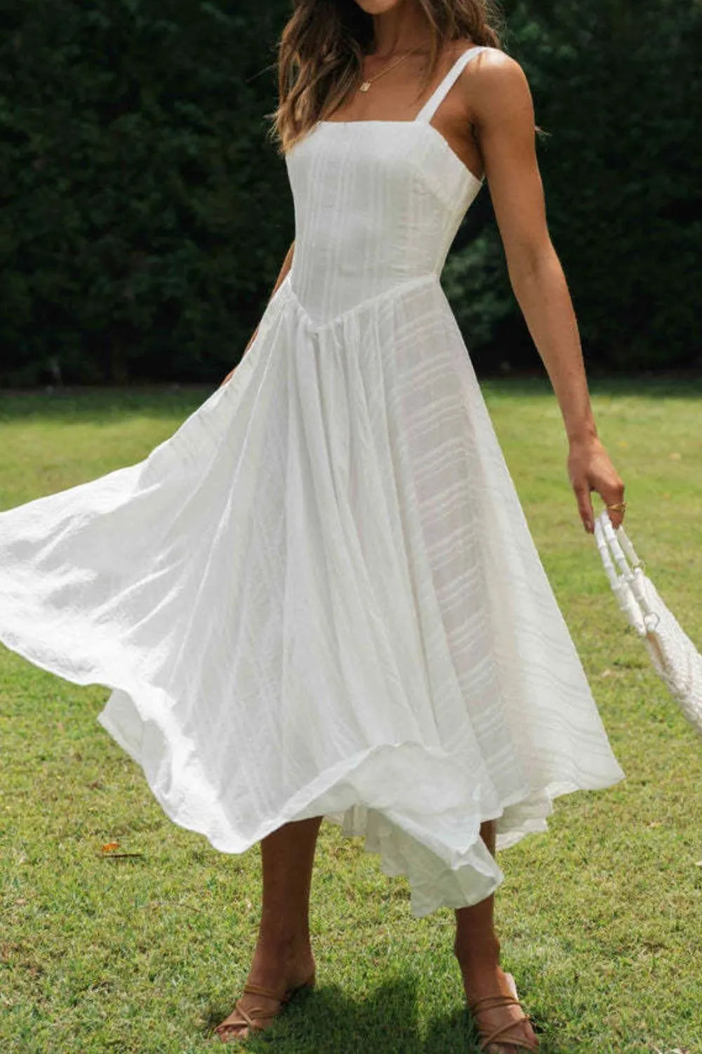 Square Neck Midi Cami Dress OutfitFlow