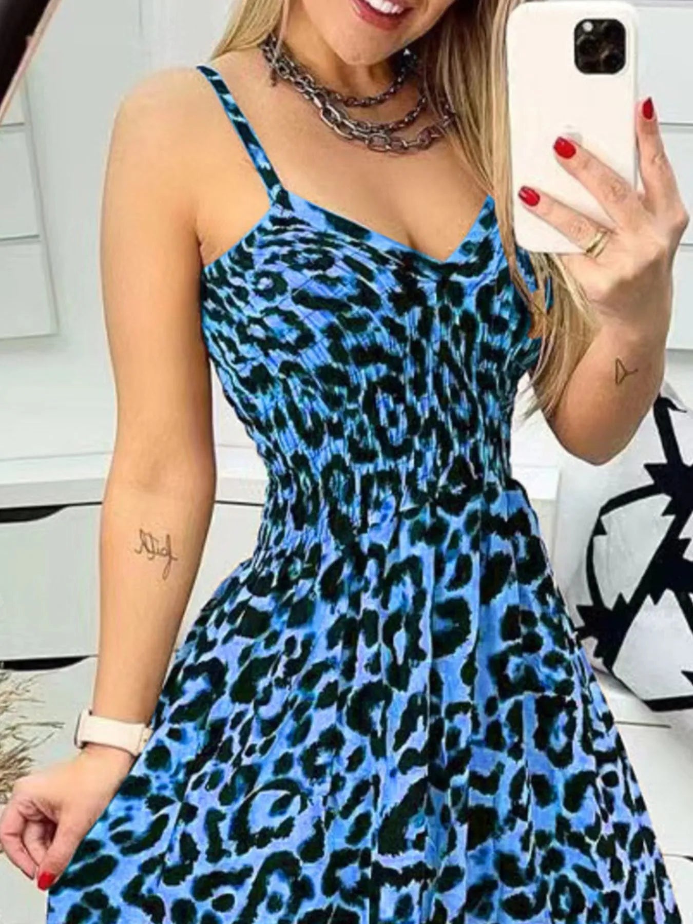 Full Size Leopard Print Spaghetti Strap Maxi Dress Plus Size OutfitFlow