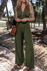 Outfit Flow - V-Neck Sleeveless Wide Leg Jumpsuit