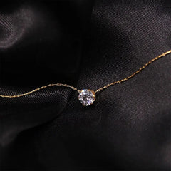 18K Gold-Plated Zircon Solitaire Pendant Necklace OutfitFlow