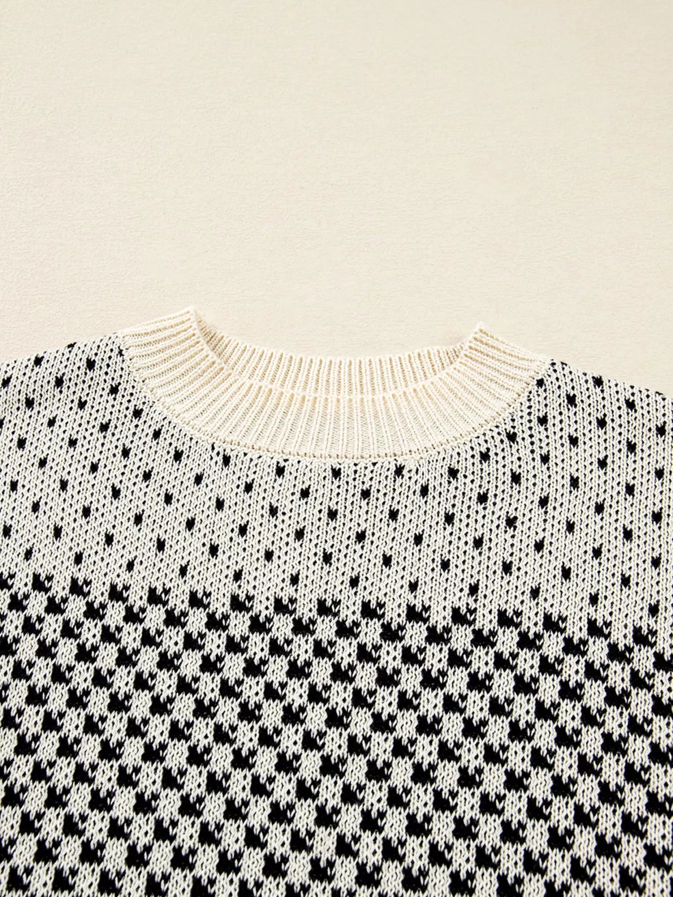 Contrast Color Pattern Lantern Sleeve Sweater OutfitFlow