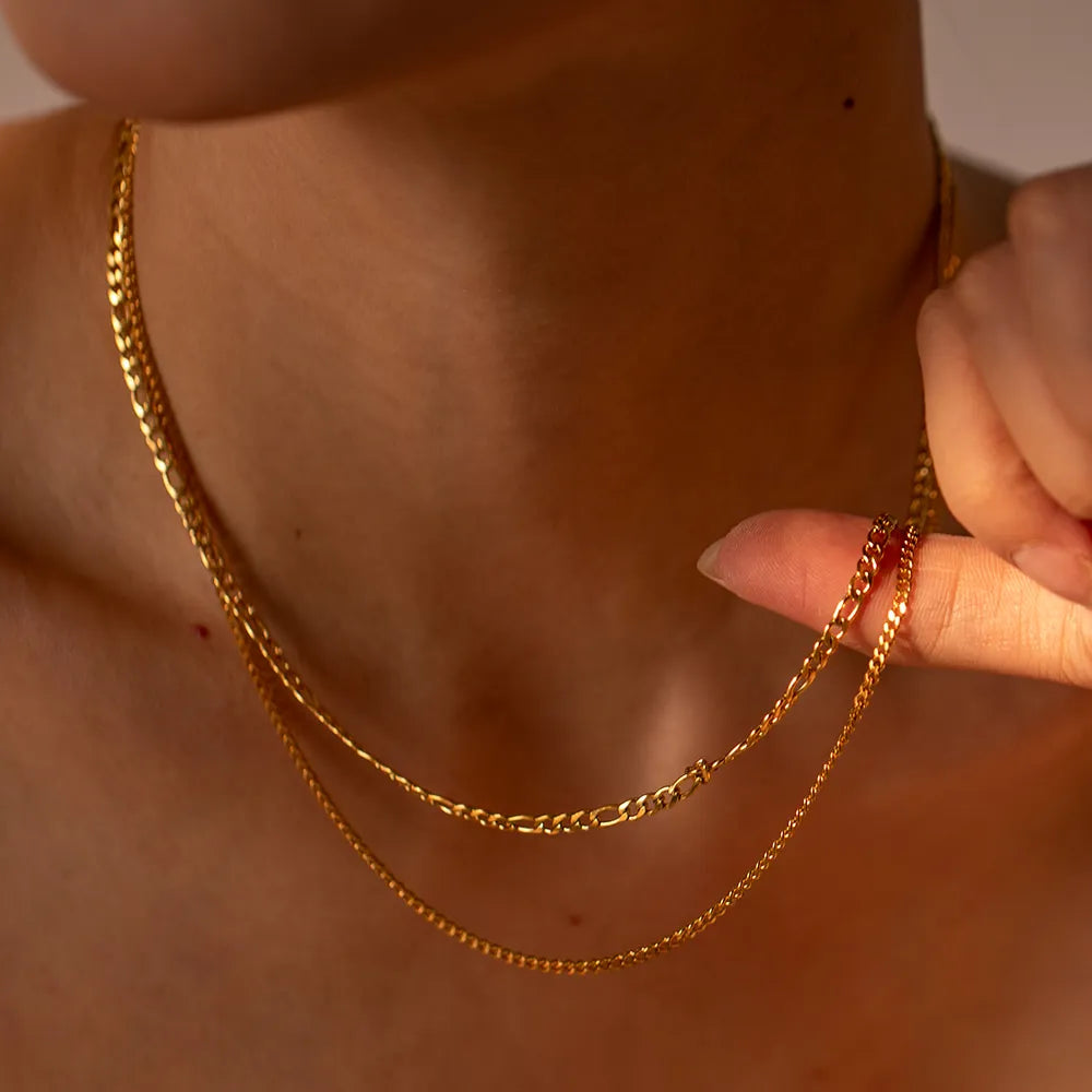 Stainless Steel Double-Layered Necklace OutfitFlow