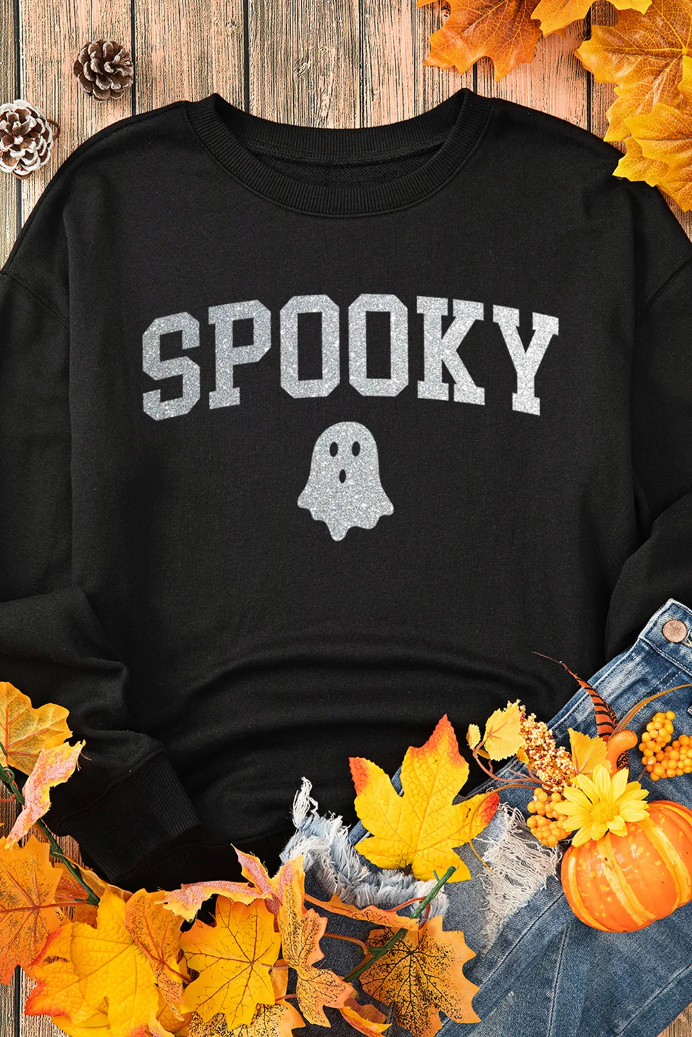 Outfit Flow - SPOOKY Round Neck Long Sleeve Sweatshirt