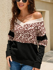 Leopard Long Sleeve Sweater Trendsi