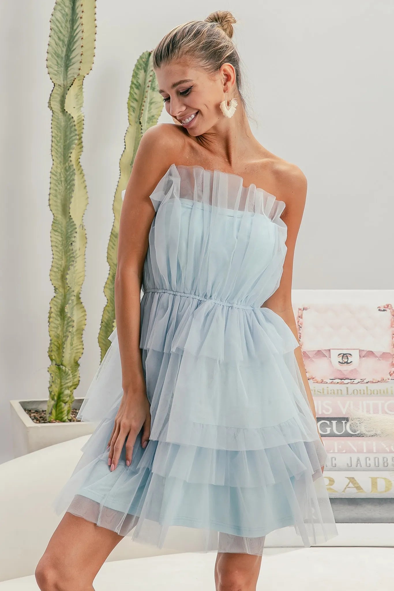 BiBi Sleeveless Layered Organza Dress OutfitFlow