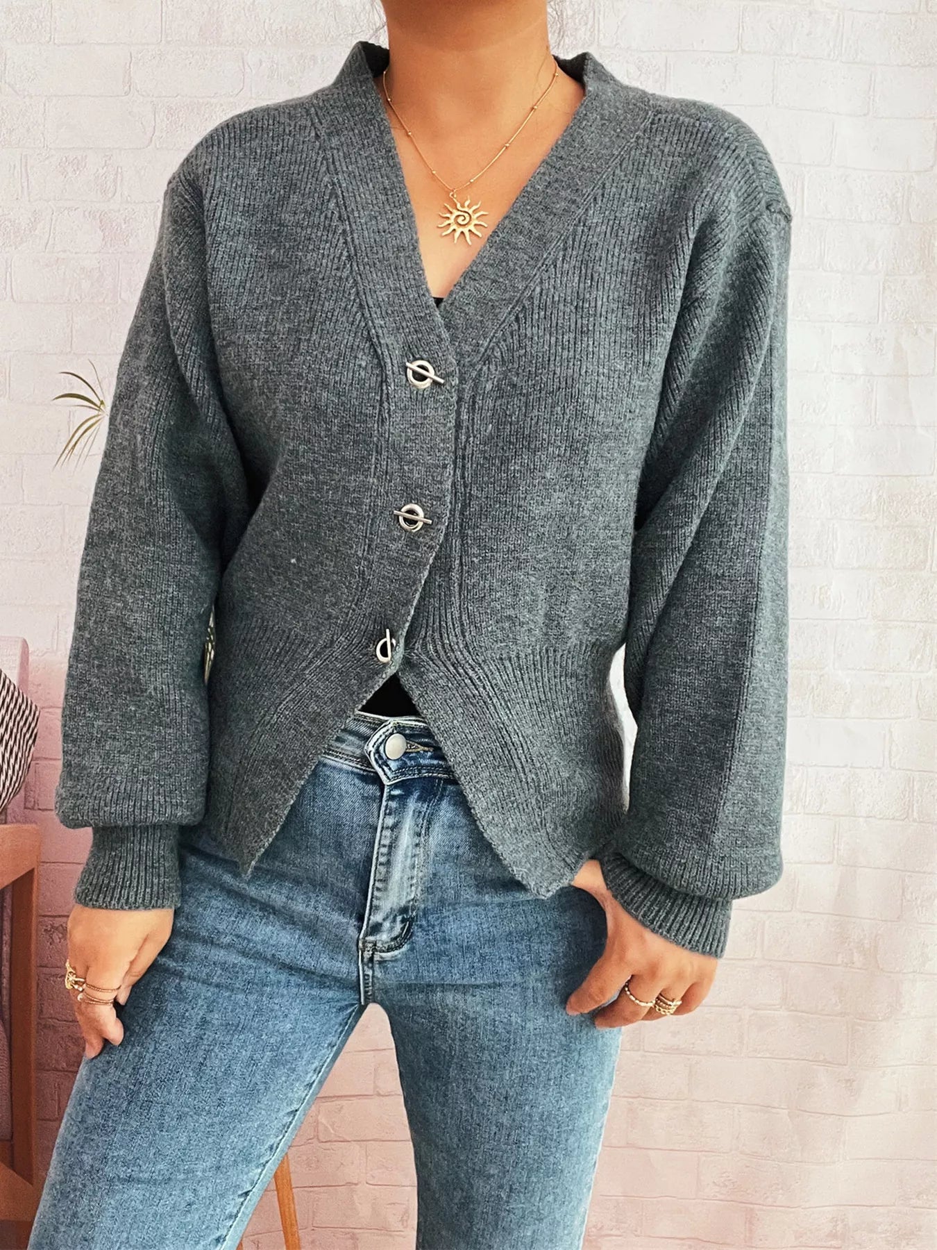 Button Up Long Sleeve Cardigan OutfitFlow