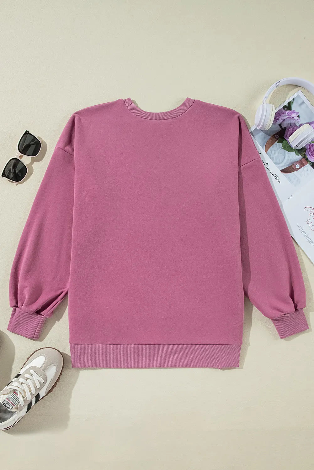 Outfit Flow - High-Low Round Neck Long Sleeve Sweatshirt