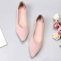 Point Toe Block Heels Slip-Ons Blush Pink OutfitFlow