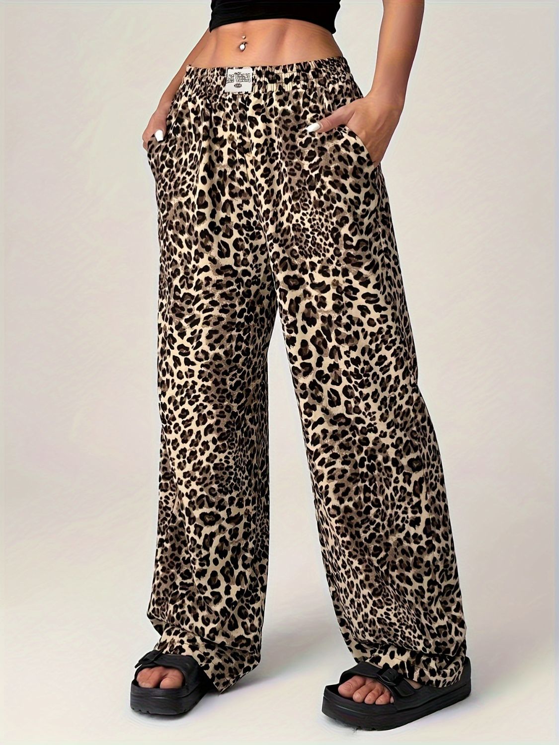 Outfit Flow - Leopard Wide Leg Pants with Pockets