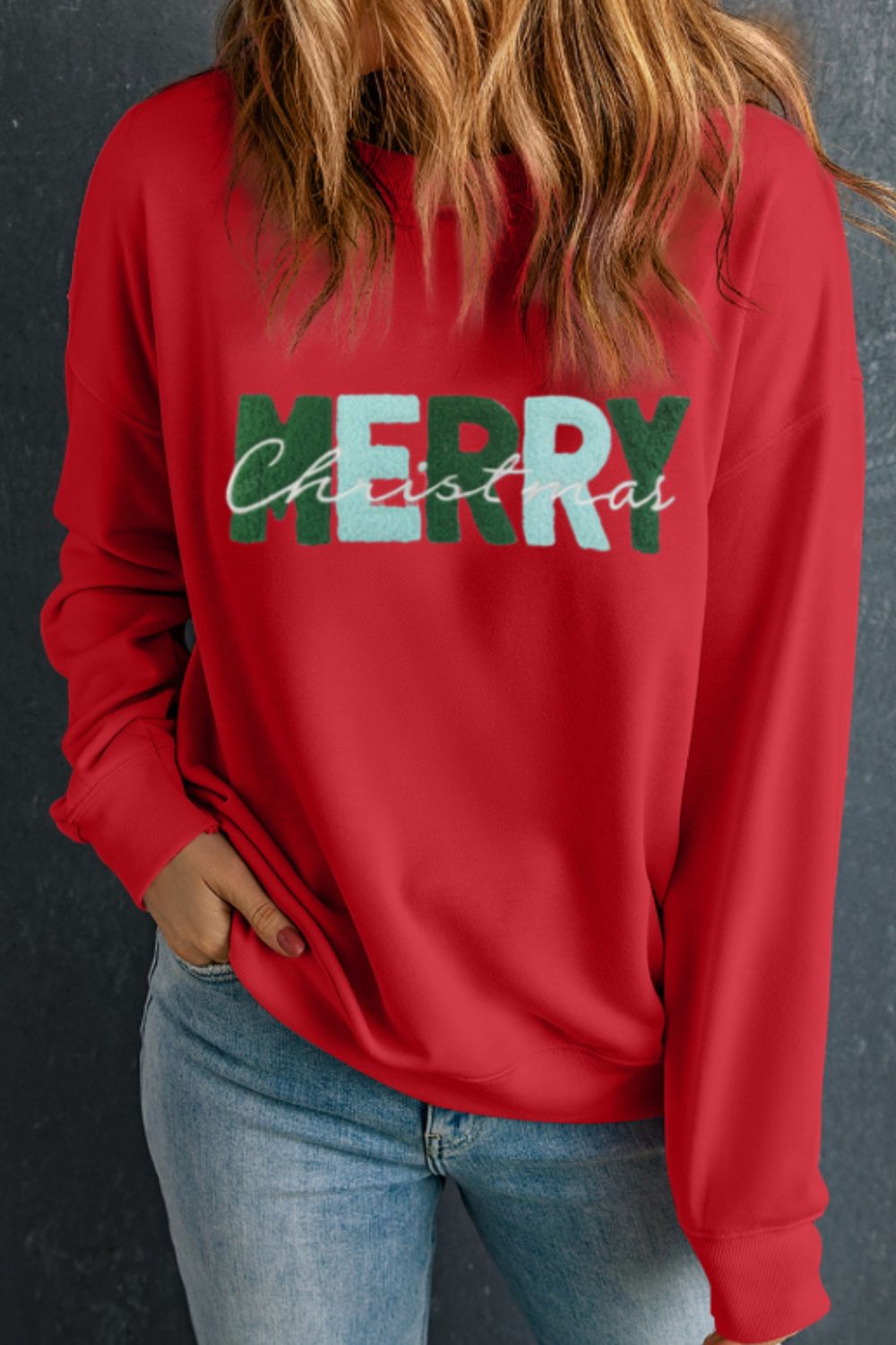 Outfit Flow - MERRY CHRISTMAS Contrast Long Sleeve Sweatshirt