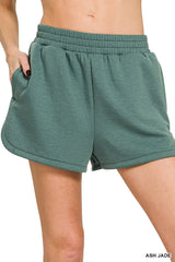 Zenana Scuba Elastic Waistband Dolphin Shorts OutfitFlow