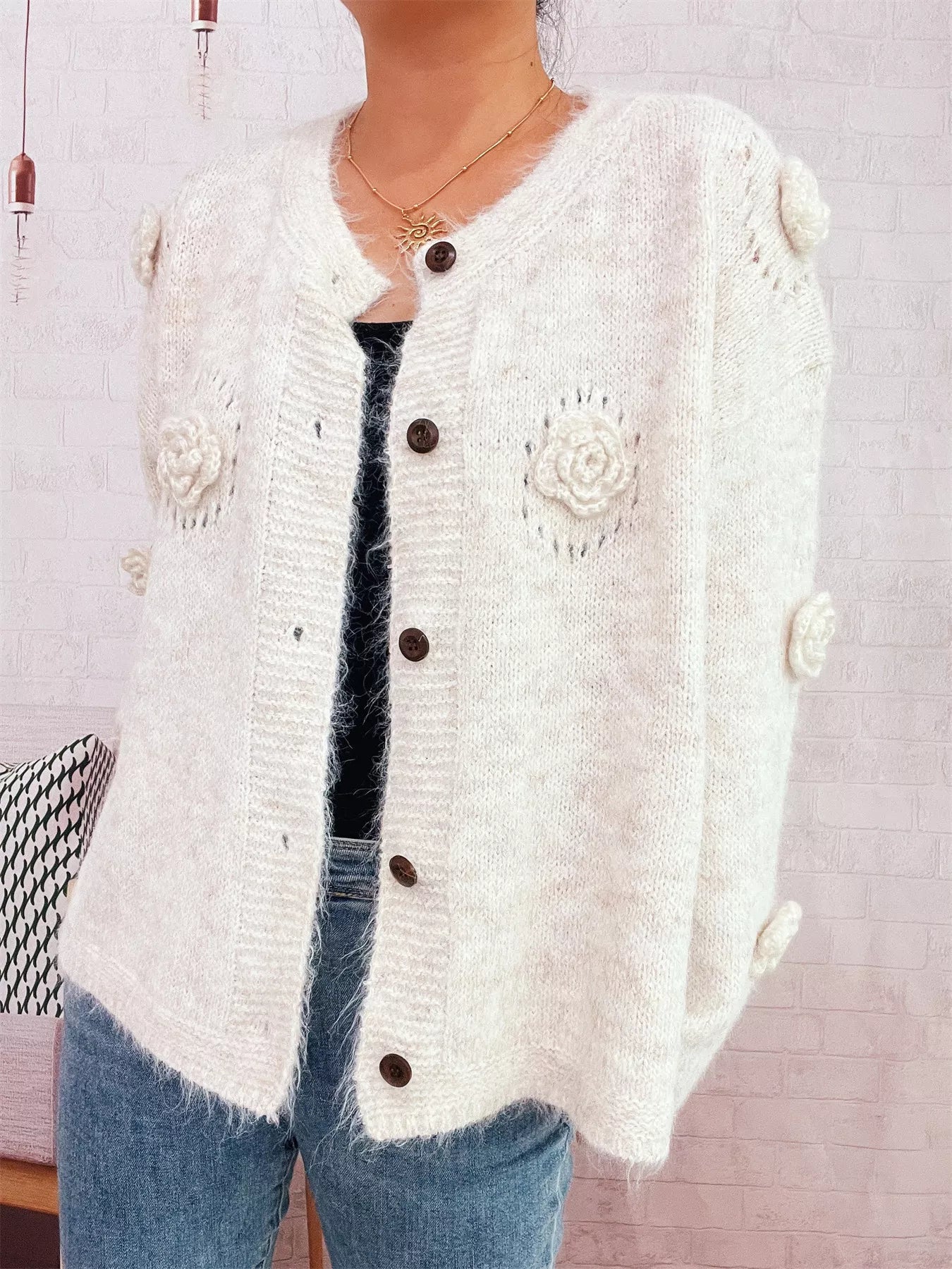 Flower Button-Up Cardigan OutfitFlow