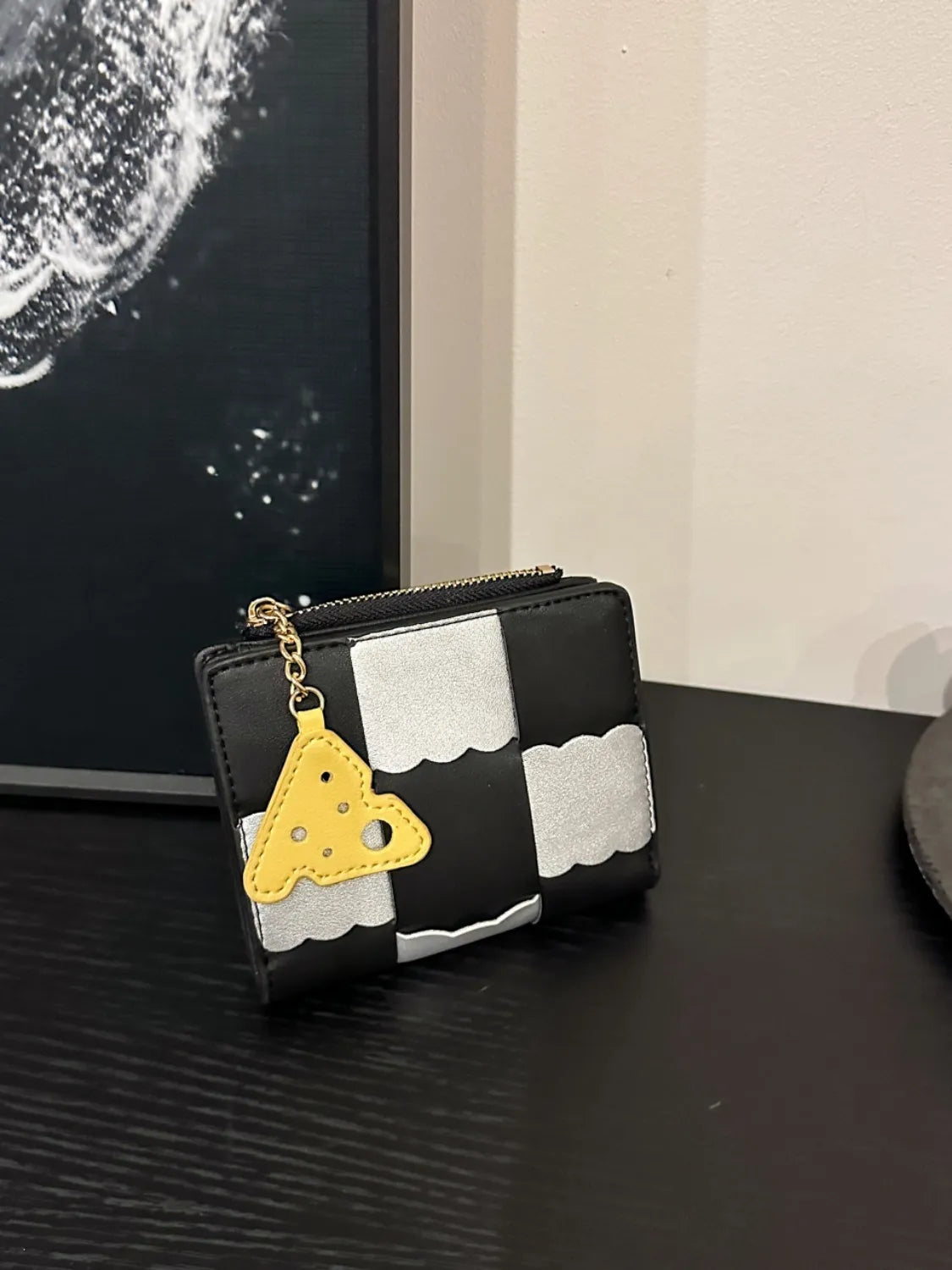 PU Leather Color Block Wallet Black One Size OutfitFlow