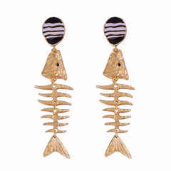 Striped Fishbone Drop Earrings OutfitFlow