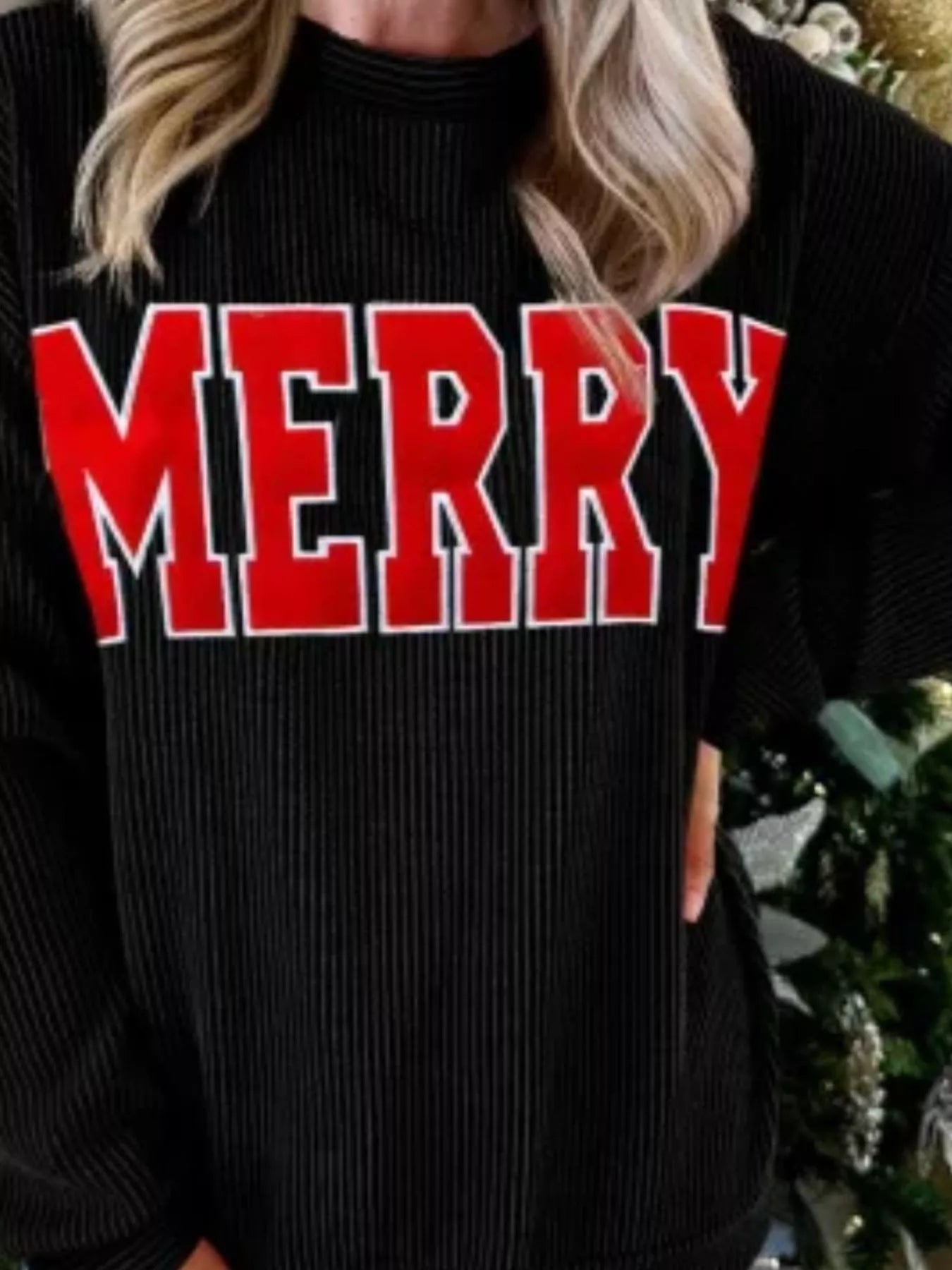 MERRY Round Neck Christmas Sweatshirt OutfitFlow