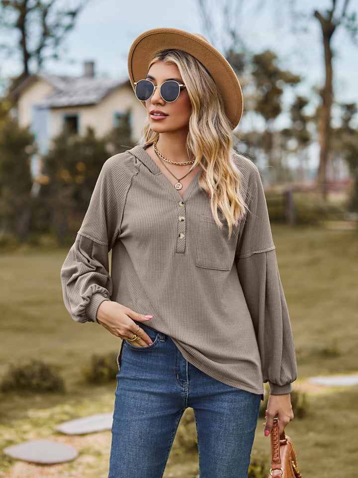 Outfit Flow - Dropped Shoulder Button-Down Hoodie