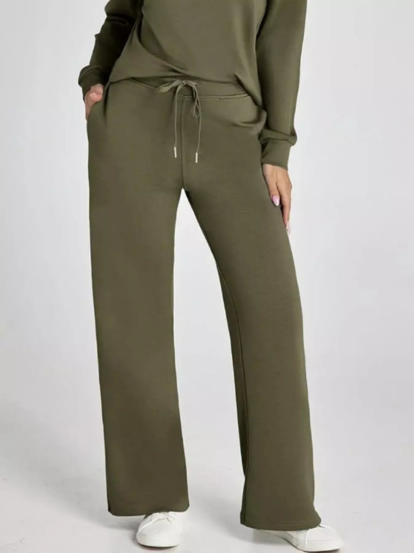 Full Size Johnny Collar Long Sleeve Top and Pants Plus Size OutfitFlow