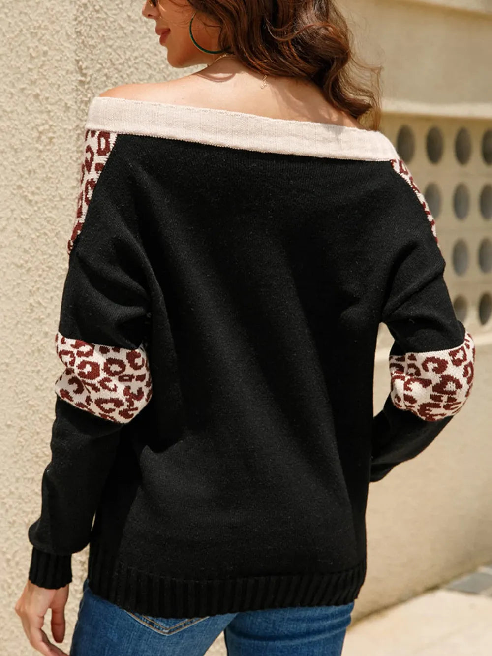 Leopard Long Sleeve Sweater Trendsi