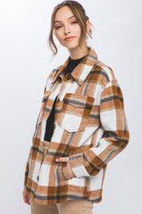 Love Tree Plaid Button Up Jacket