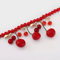 Cherry Charm Beaded Statement Necklace OutfitFlow