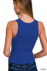 Zenana Seamless Ribbed Crop Tank OutfitFlow