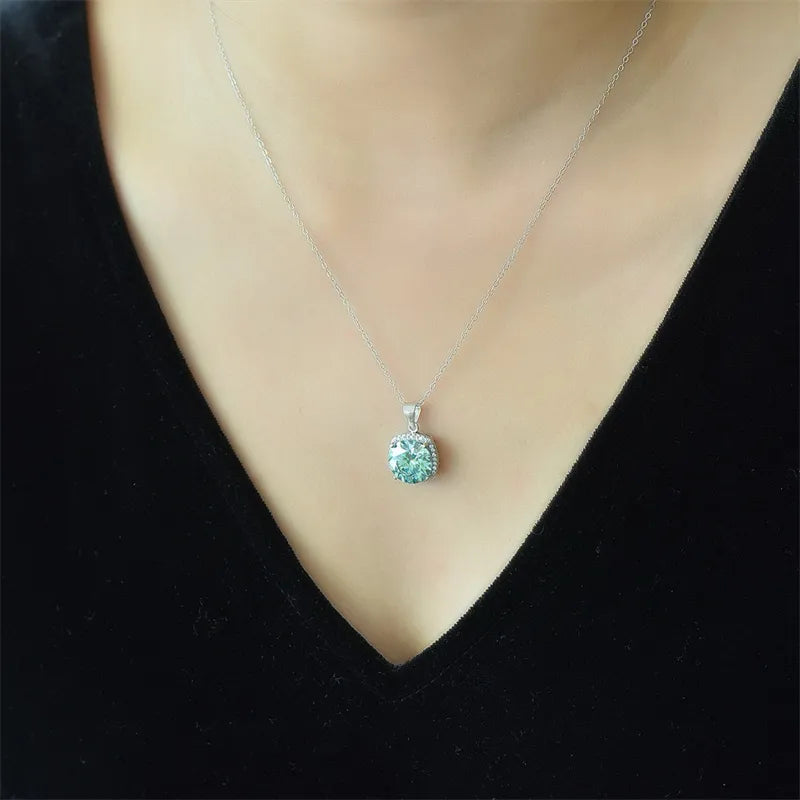 5 Carat Moissanite 925 Sterling Silver Pendant Necklace Silver One Size OutfitFlow