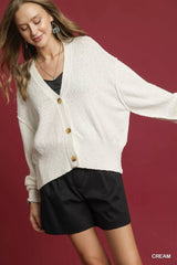Umgee Button-Front V-Neck Knit Cardigan OutfitFlow