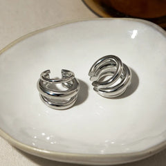 Stainless Steel Layered Cuff Earrings OutfitFlow