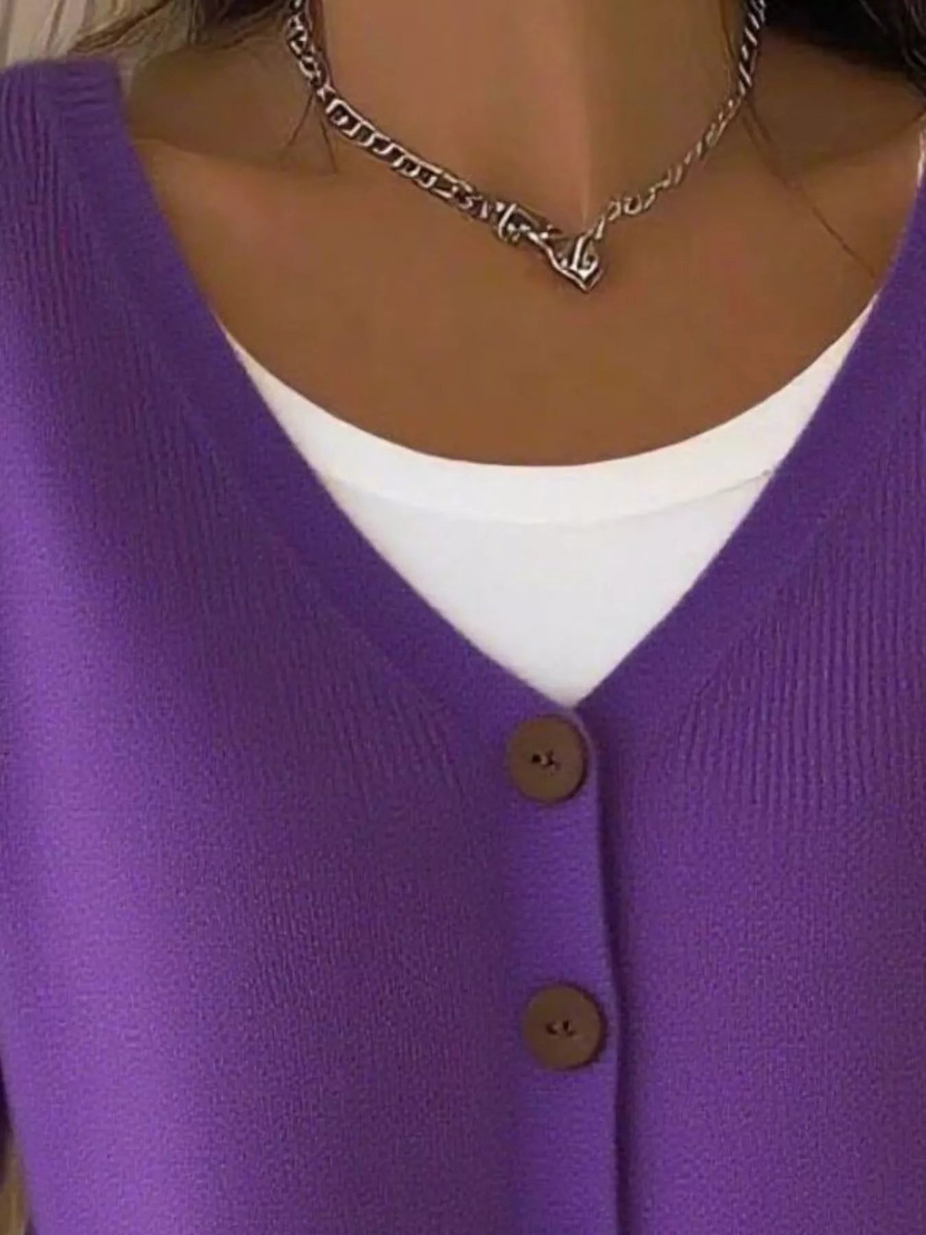 Full Size V-Neck Button-Down Knit Cardigan Plus Size OutfitFlow