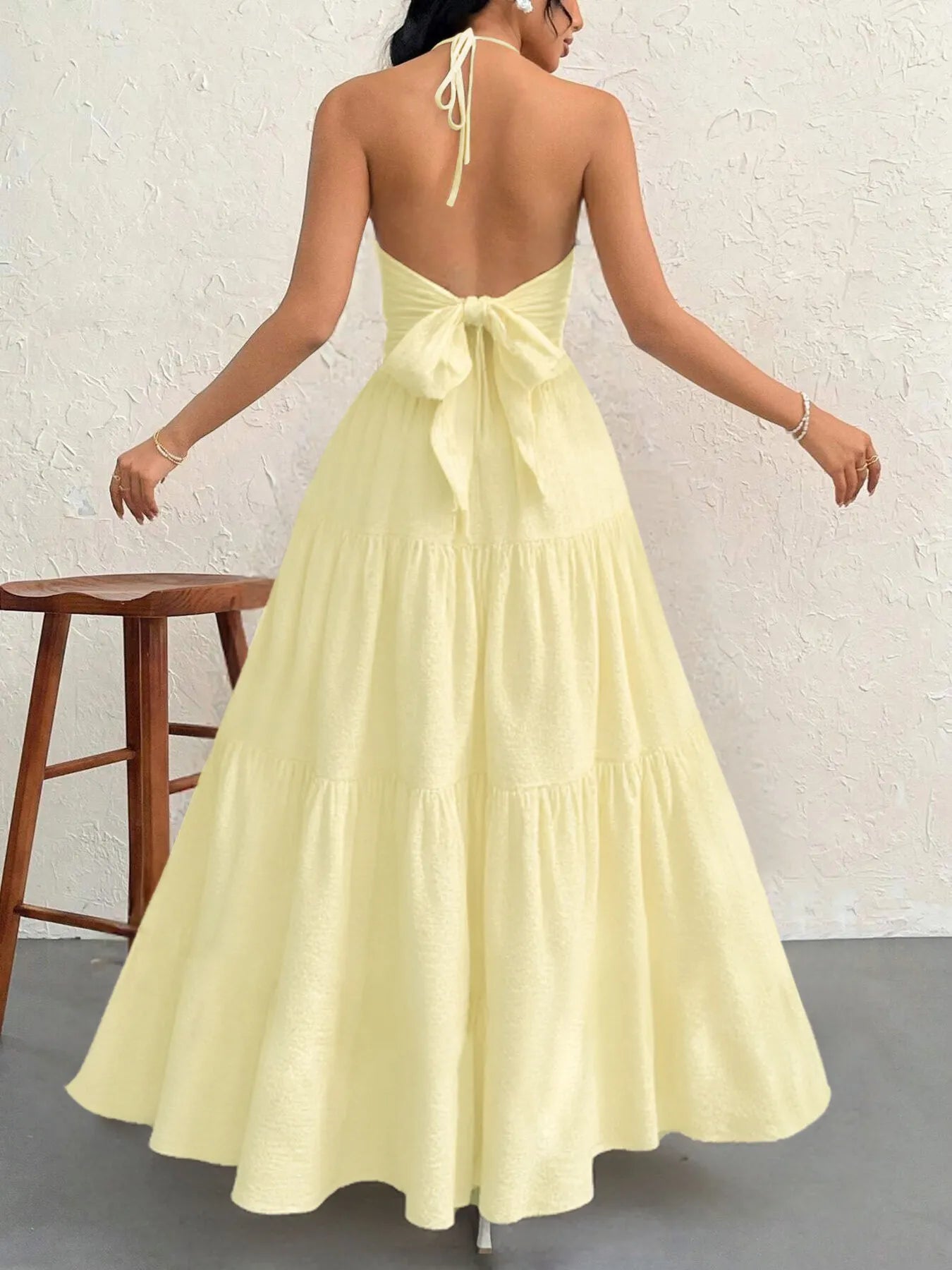Halter Neck Tiered Maxi Dress OutfitFlow