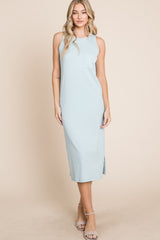 BOMBOM Ribbed Knit Sleeveless Midi Dress OutfitFlow