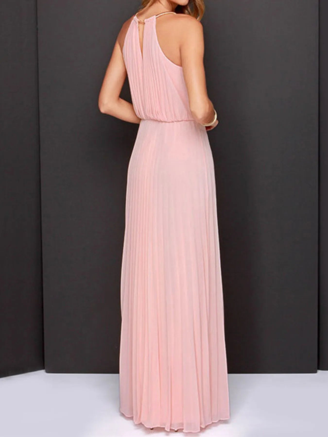 Pleated Sleeveless Maxi Tank Dress OutfitFlow