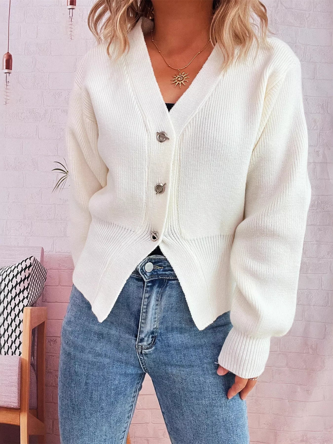 Button Up Long Sleeve Cardigan OutfitFlow