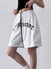 Drawstring Letter Shorts OutfitFlow
