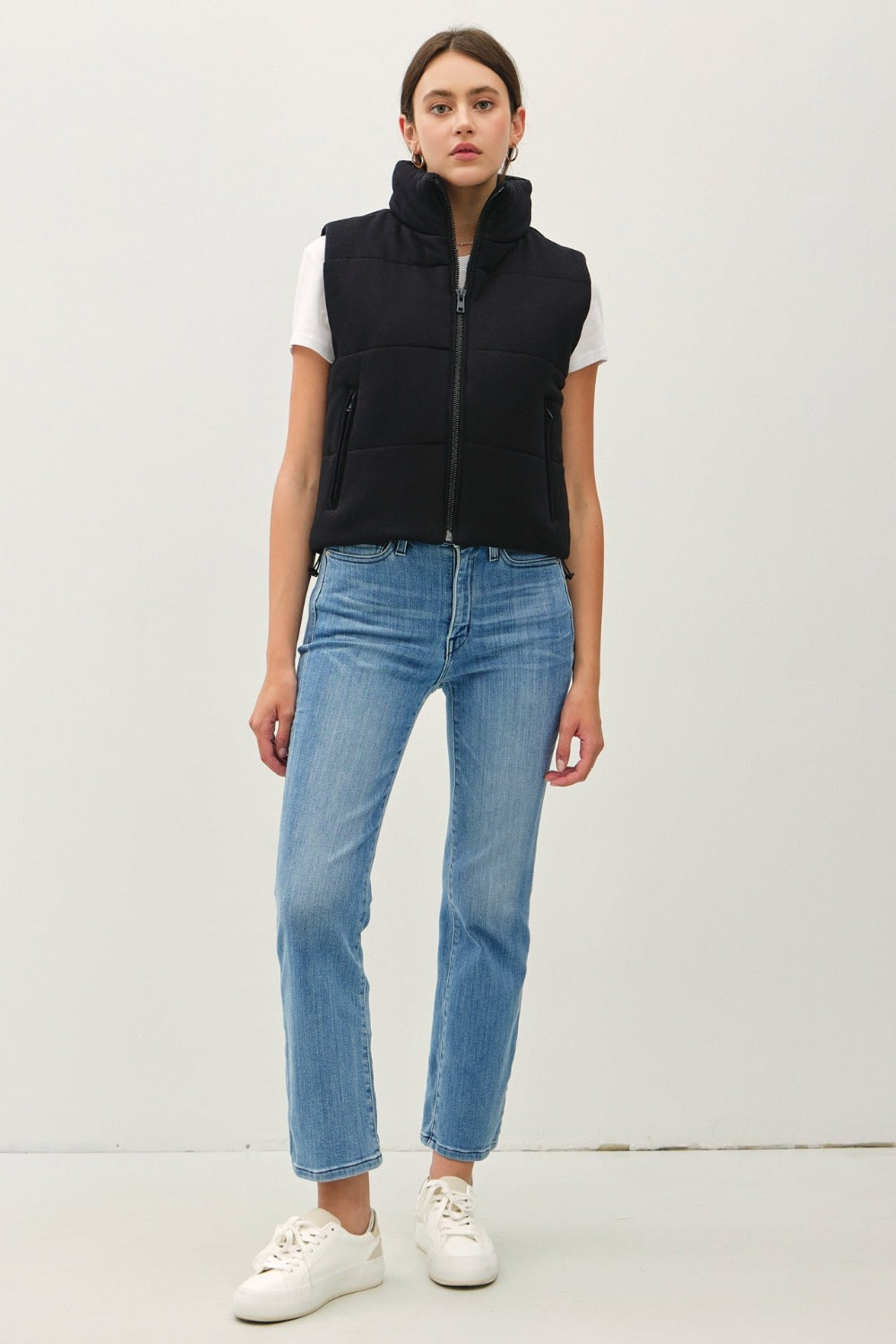 Be Cool Zip Up Turtleneck Puffer Vest with Pockets