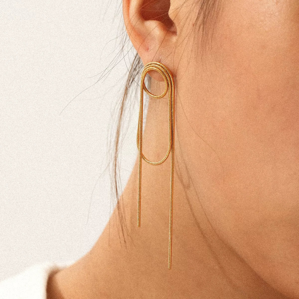 18K Gold-Plated Hoop Chain Earrings OutfitFlow