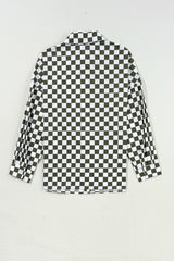 Outfit Flow - Checkered Collared Neck Long Sleeve Shirt